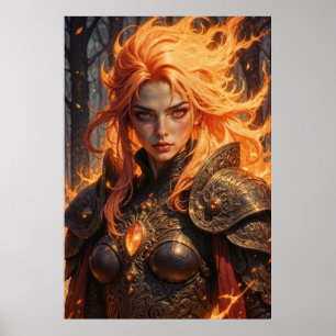Poster Arte de Parede Fantasia Cavaleiro de Brasa