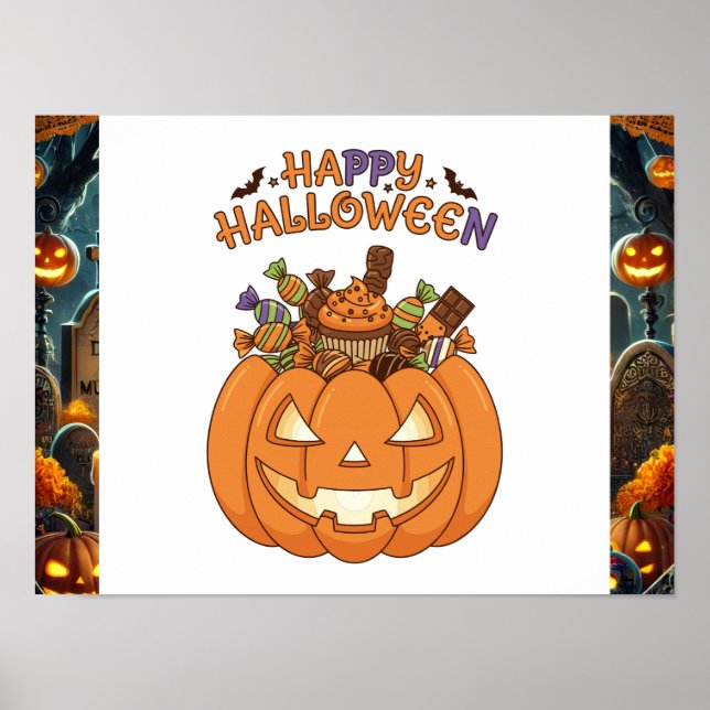 Poster Arte de Parede Feliz Halloween  (Frente)
