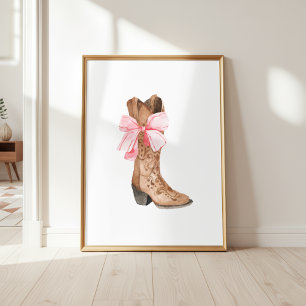 Poster Arte de parede feminina de bota de cowgirl com laç
