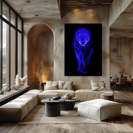 Poster Arte de Parede Filamento Futurista Pantera Azul Ne