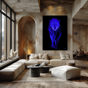 Poster Arte de Parede Filamento Futurista Pantera Azul Ne