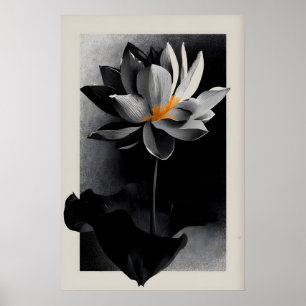Poster Arte de Parede Flor de Lótus Botânicos Contraste N