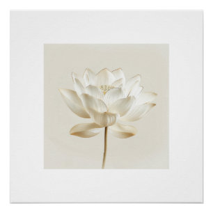 Pôster Arte de Parede Flor de Lótus Branco – Bo Minimalis