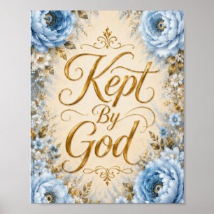 Poster Arte de Parede Floral Azul e Branco Mantido por De