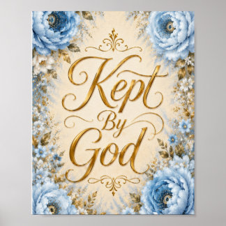 Poster Arte de Parede Floral Azul e Branco Mantido por De