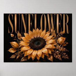 Poster Arte de Parede Floral Botânico de Luxo do Girassol