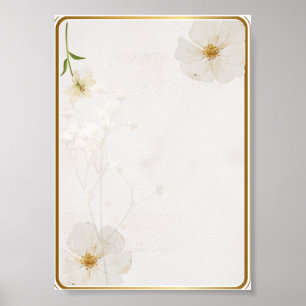 Poster Arte de Parede Floral Branca Elegante Minimalist