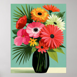 Poster Arte de Parede Floral Buquê de Margaridas de Meado