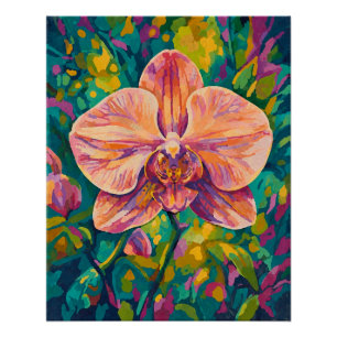Pôster Arte de Parede Floral Colorida Orquídea Vibrante