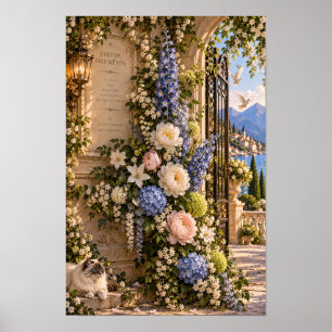 Poster Arte de Parede Floral de Jardim Italiano Vintage
