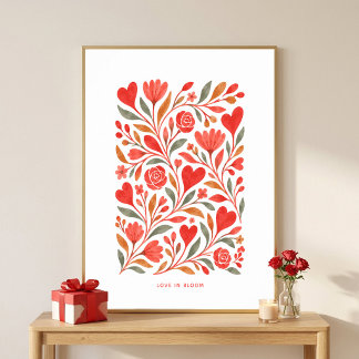 Poster Arte de Parede Floral do Dia dos Namorados Amor em