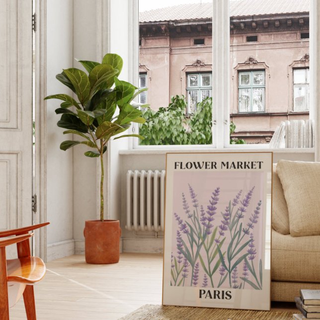 Poster Arte de Parede Floral Floral com Flor de Lavanda R (In Situ, In the apartment living room)