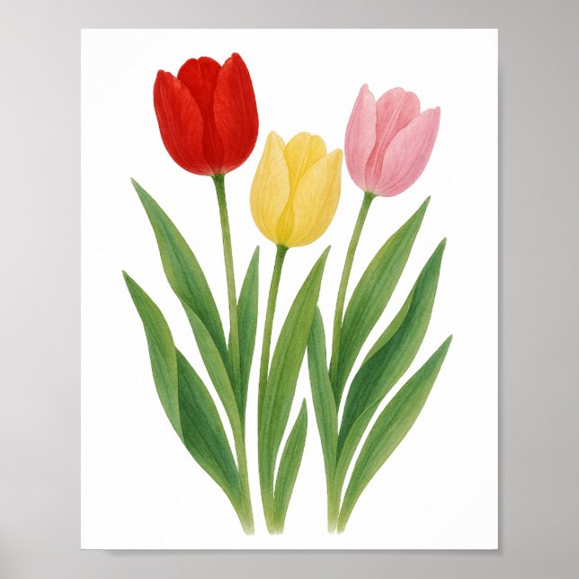 Poster Arte de Parede Floral Imprimível Mix Tulips (Frente)