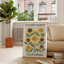 Arte de Parede Floral Mercado de Flores Girassóis 
