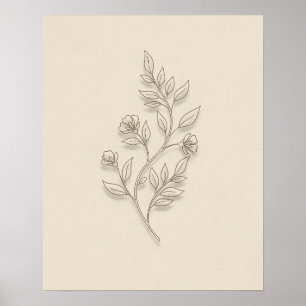 Poster Arte de Parede Floral Minimalista para Banheiro So