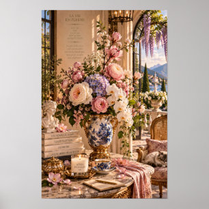Poster Arte de Parede Floral Romântica Vintage do Lago It