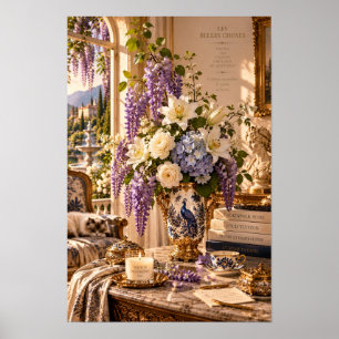Poster Arte de Parede Floral Wisteria Vintage