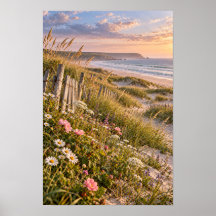 Arte de Parede Flores Silvestres do Pôr do Sol na