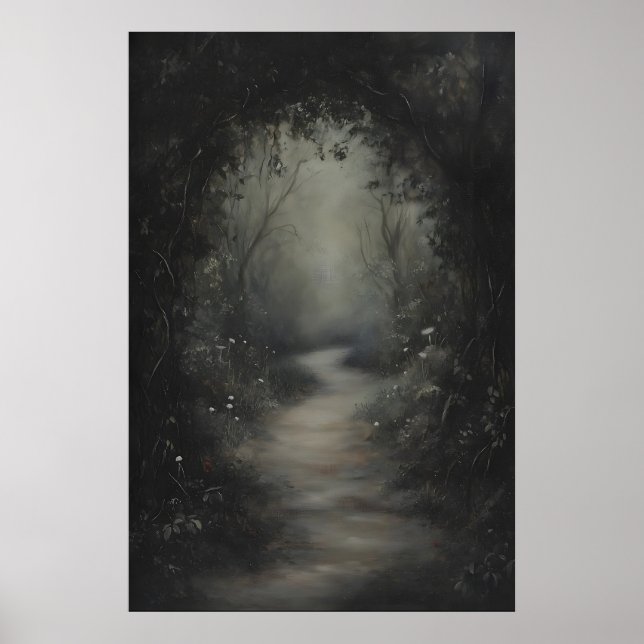 Poster Arte de Parede Floresta Mística Obscura, Imprimíve (Frente)