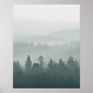 Poster Arte de Parede Floresta Nebulosa Minimalista