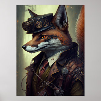 Poster Arte de Parede Fox Steampunk
