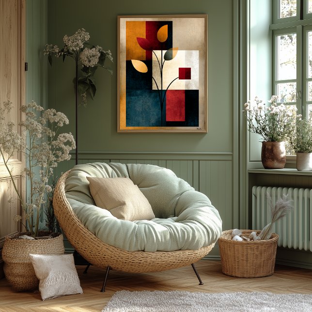 Poster Arte de Parede Geométrica Abstrata Japandi Ikebana (Criador carregado)
