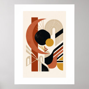Poster Arte de Parede Geométrica Abstrata Meados do Séc