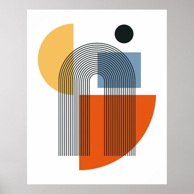 Poster Arte de Parede Geométrica Abstrata Moderna de Mead (Frente)