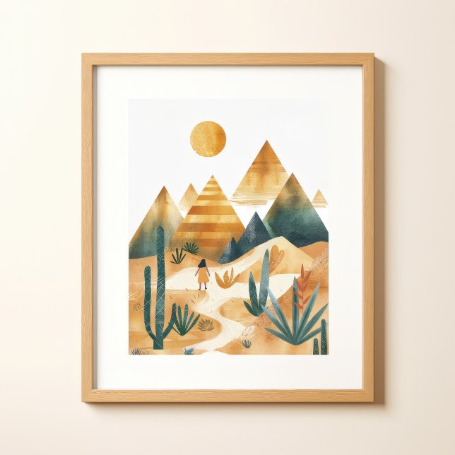 Poster Arte de Parede Geométrica de Cacto Paisagem do Des (Criador carregado)