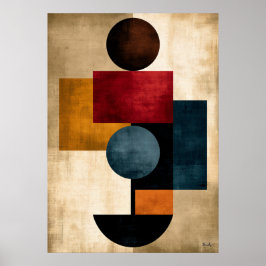 Poster Arte de Parede Geométrico Abstrato Editorial Japon