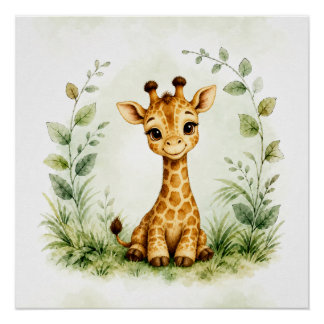 Pôster Arte de Parede Girafa Vida Selvagem Poster de Nat