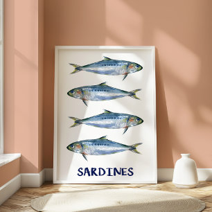 Poster Arte de Parede Ilustração de Peixes Costeiros de S