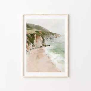 Poster Arte de Parede Impressa Cena de Praia Costeira