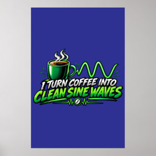 Poster Arte de Parede Impressa Ondas Senoidais Limpa Elét