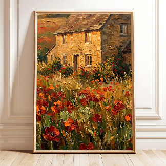 Poster Arte de Parede Impressionista da Aldeia Toscana