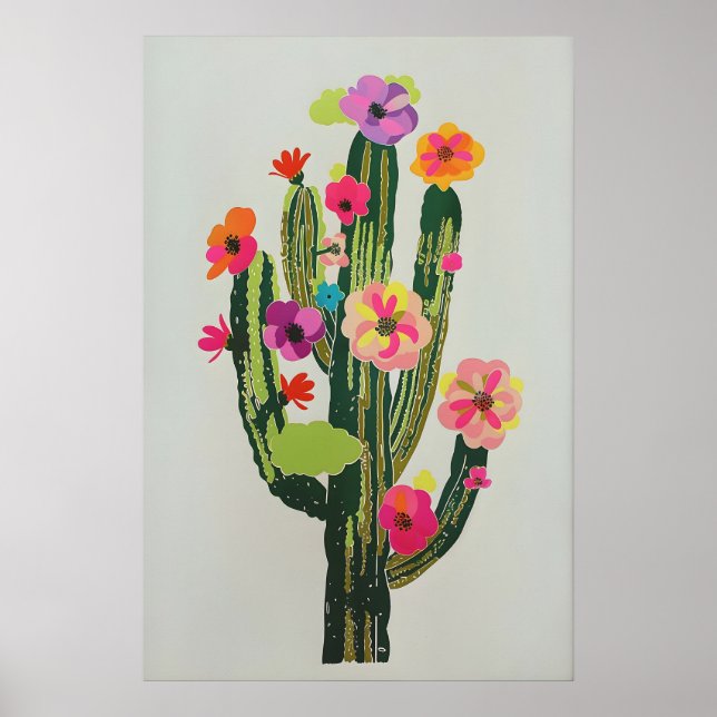 Poster Arte de Parede Imprimível de Cacto em Flor na Prim (Frente)
