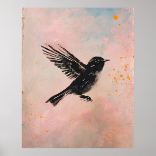 Poster Arte de Parede Imprimível de Pássaro em Aquarela
