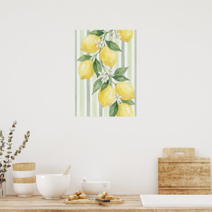 Poster Arte de Parede Imprimível Limão Aquarela Botânica