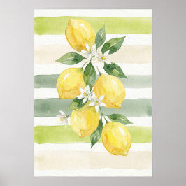Poster Arte de Parede Imprimível Limão Aquarela Botânica