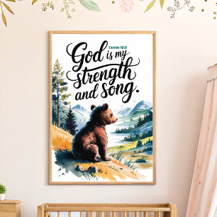 Poster Arte de Parede Infantil Cristã Deus é Minha Força