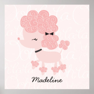 Pôster Arte de Parede Infantil Poodle Francês de Desenho