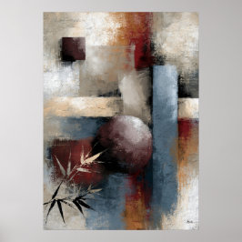 Poster Arte de Parede Japonesa Moderna Abstrata de Bambu