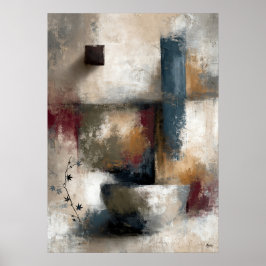 Poster Arte de Parede Japonesa Moderna Abstrata de Bordo