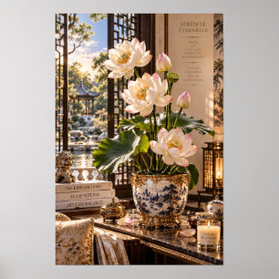 Poster Arte de Parede Jardim de Lótus Vintage