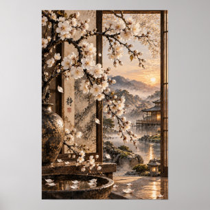 Poster Arte de Parede Jardim Japonês Flor de Cerejeira Br