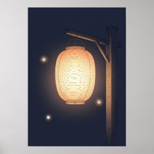 Poster Arte de Parede Lanterna Anime Minimalista