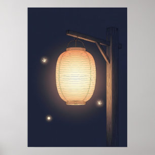 Poster Arte de Parede Lanterna Anime Minimalista