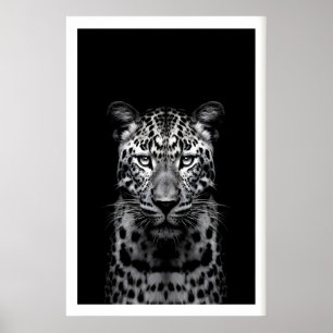 Poster Arte de Parede Leopardo Fotografia Preto e Branco