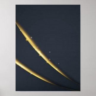Poster Arte de Parede Linhas Mínimas Golden Noir – Preto