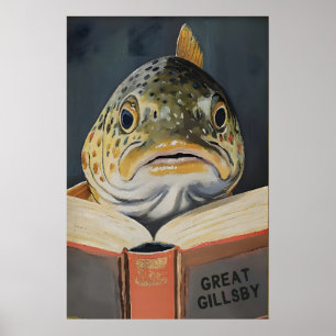 Poster Arte de Parede Literária Caprichosa de Peixes Aman
